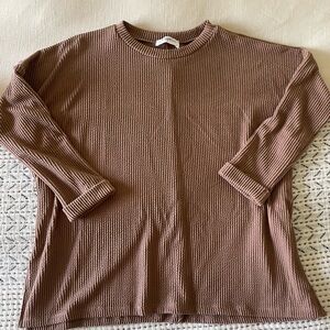 EUC CJLA Ribbed Evelyn Long Sleeve Top in Mocha